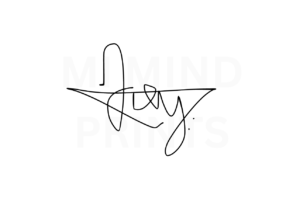 Cutting through the signature. in handwriting and signature